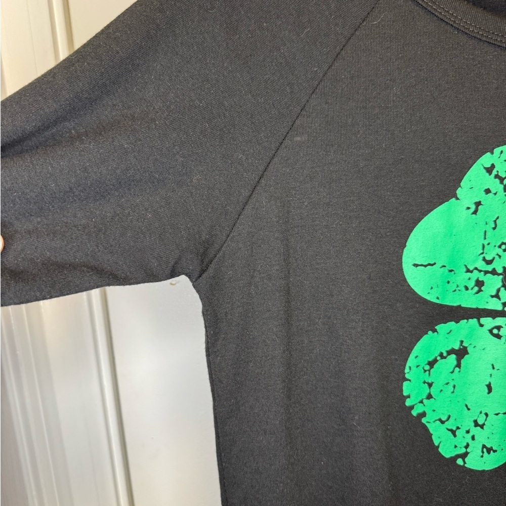 Black Long Sleeve Top with Green Clover | Shamrock | Women’s Size S | Comfy - Picture 5 of 11